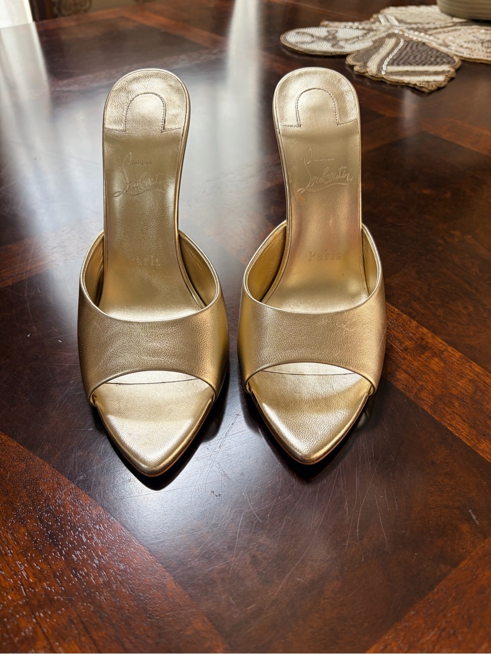 Christian Louboutin Metallic Gold Miss z mule